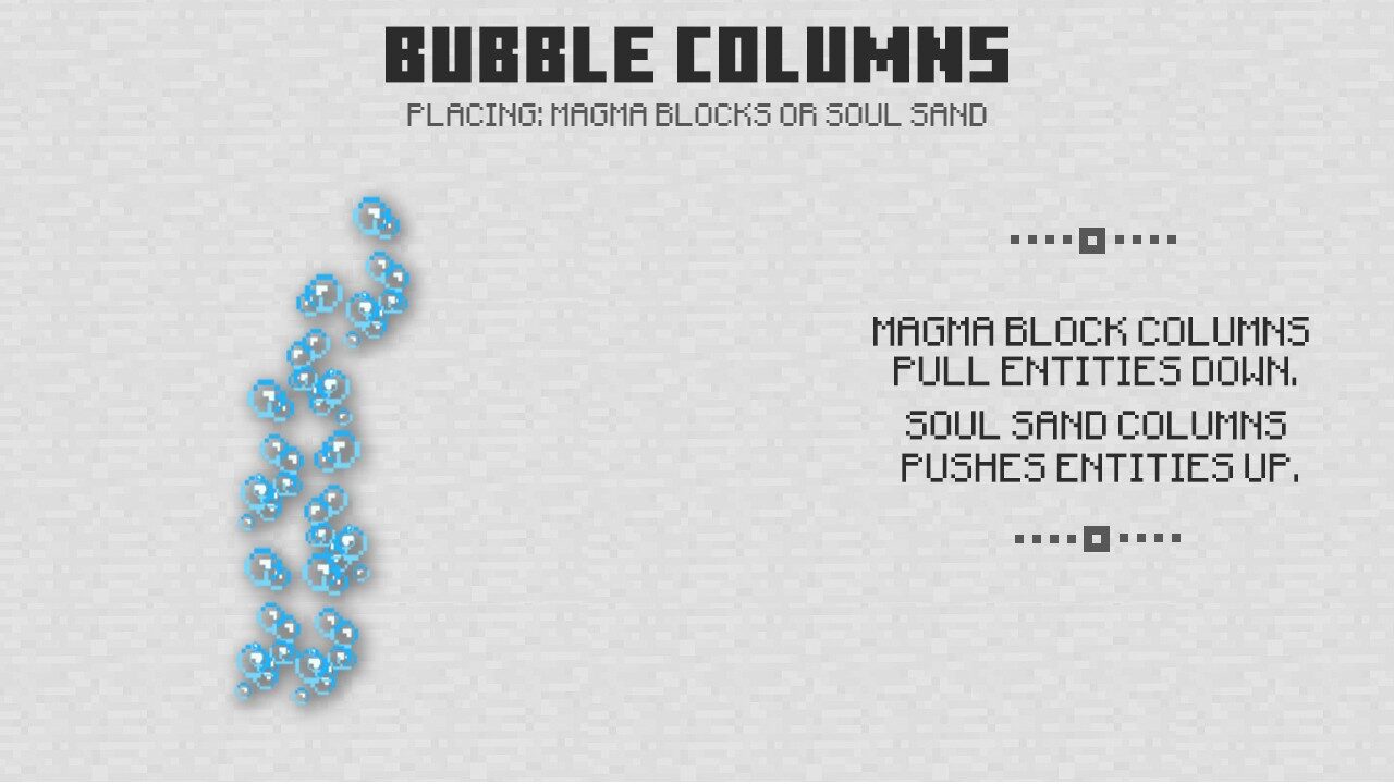 Bubble columns in Minecraft PE 1.5