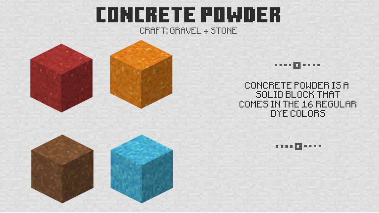 Concrete Powder in Minecraft PE 1.1