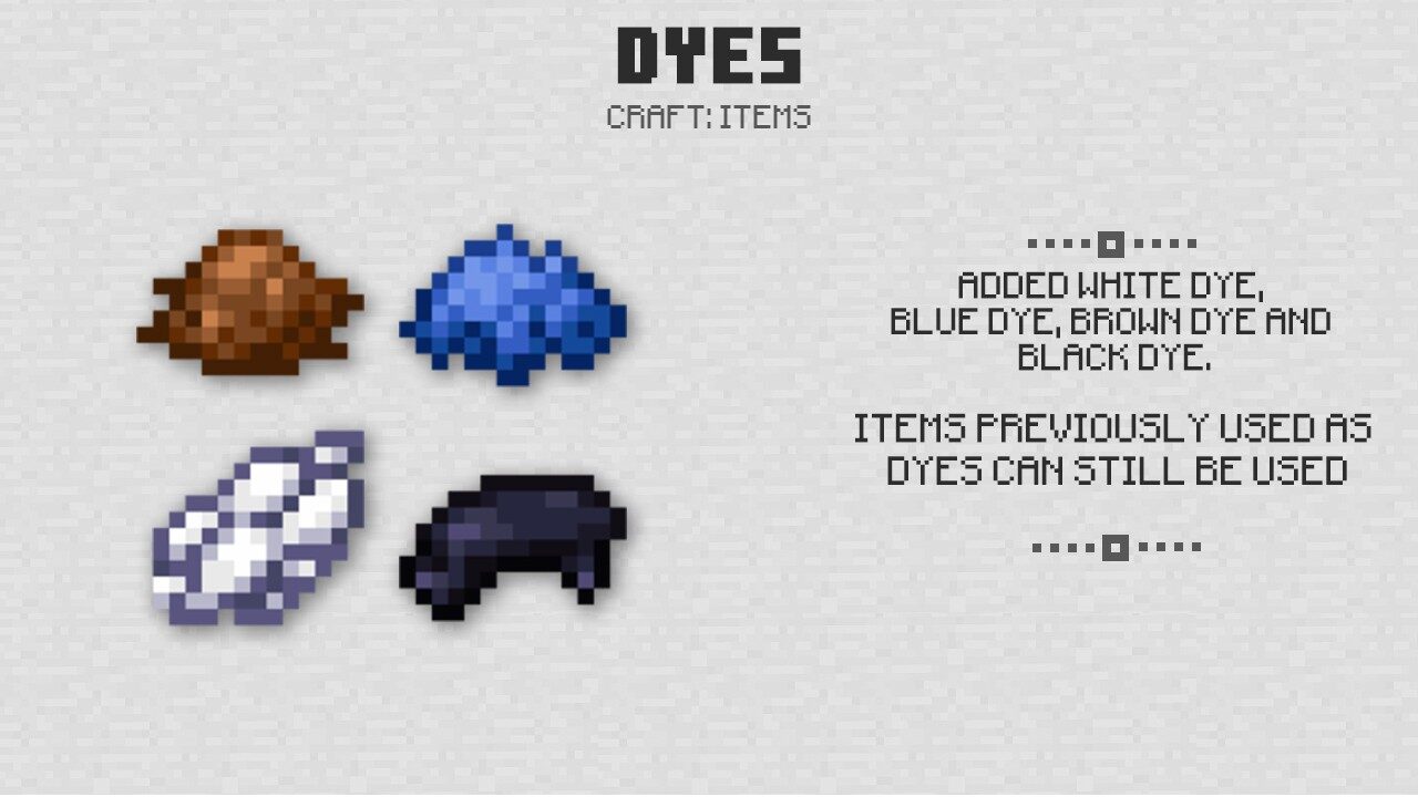 Dyes in Minecraft PE 1.8