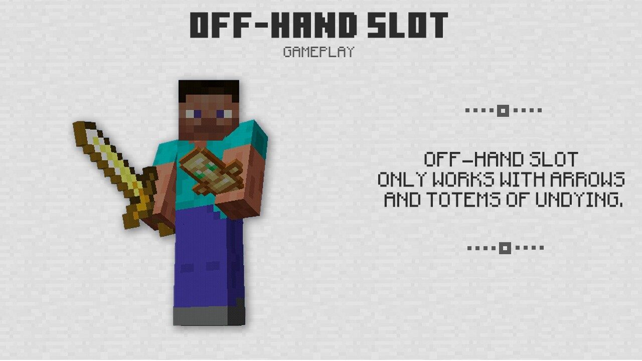 Off-hand slot in Minecraft PE 1.1