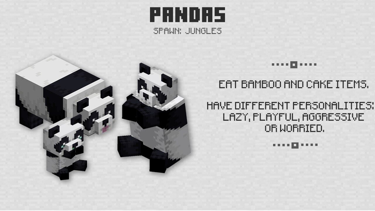 Pandas in Minecraft PE 1.8