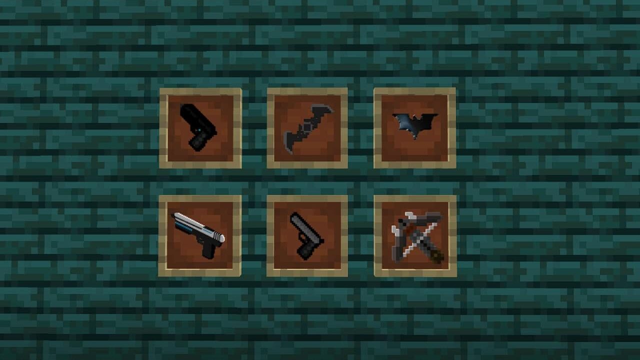 New weapons in Batman mod in Minecraft PE