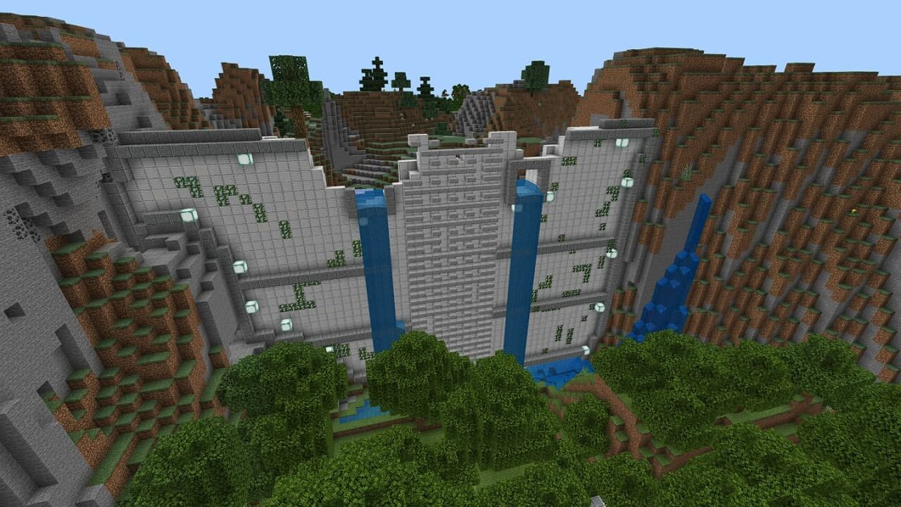 Dam in Destroyed City map in Minecraft PE