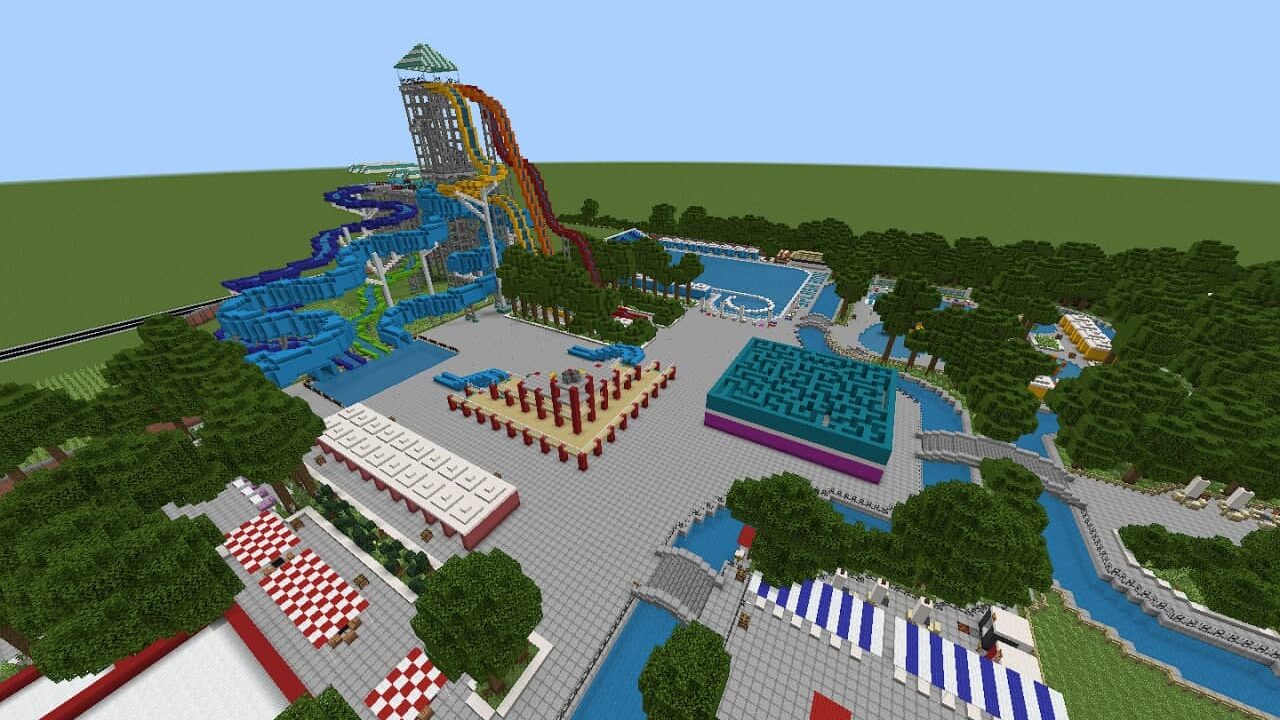 Aquapark in Soak City map in Minecraft PE