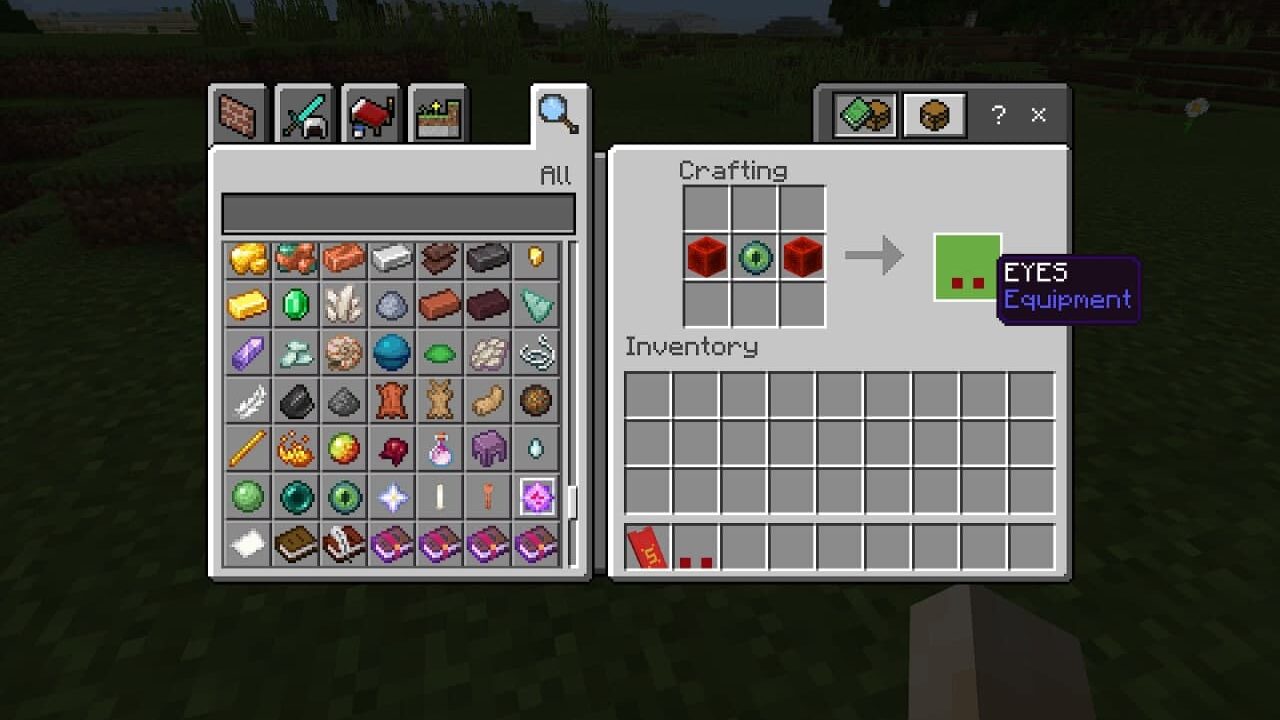 Eyes craft recipe in superman mod in Minecraft PE