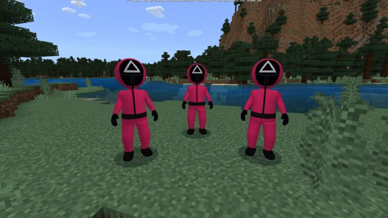 3D Red Soldier in Squid Game mod in Minecraft PE