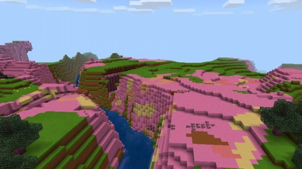 Pink Mountains from Kawaii Texture Pack for Minecraft PE