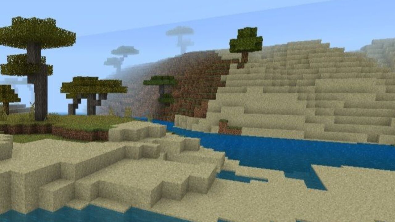 Mountains from Unbelievable Shaders for Minecraft PE