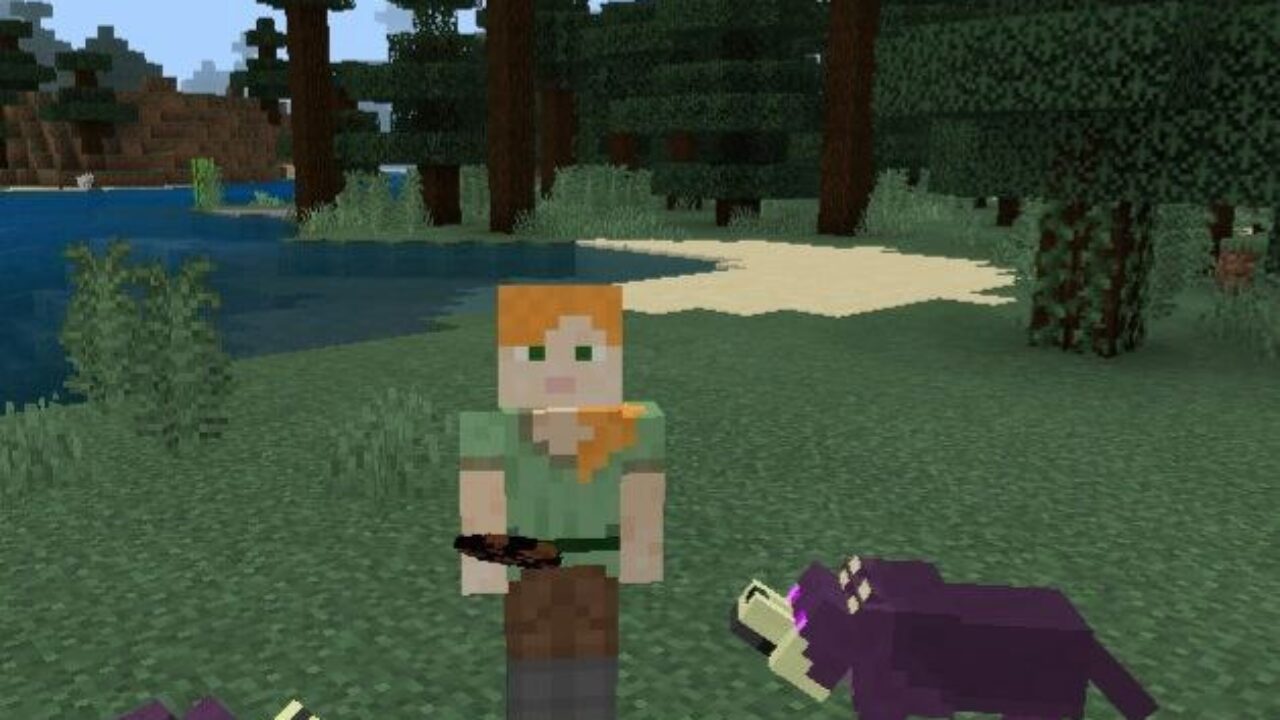 Steve and Scary Wolves from Wolves Mod for Minecraft PE