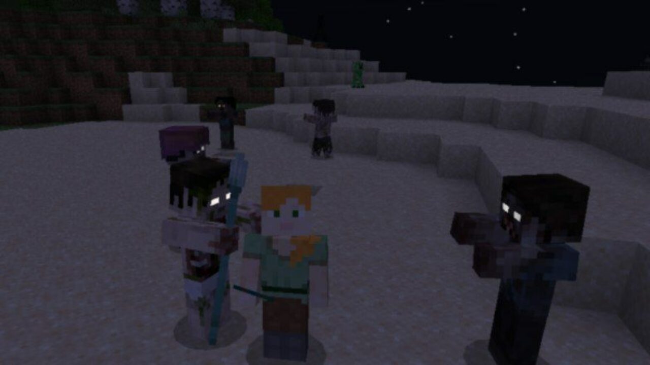 Steve and Zombies from Zombie Texture Pack for Minecraft PE