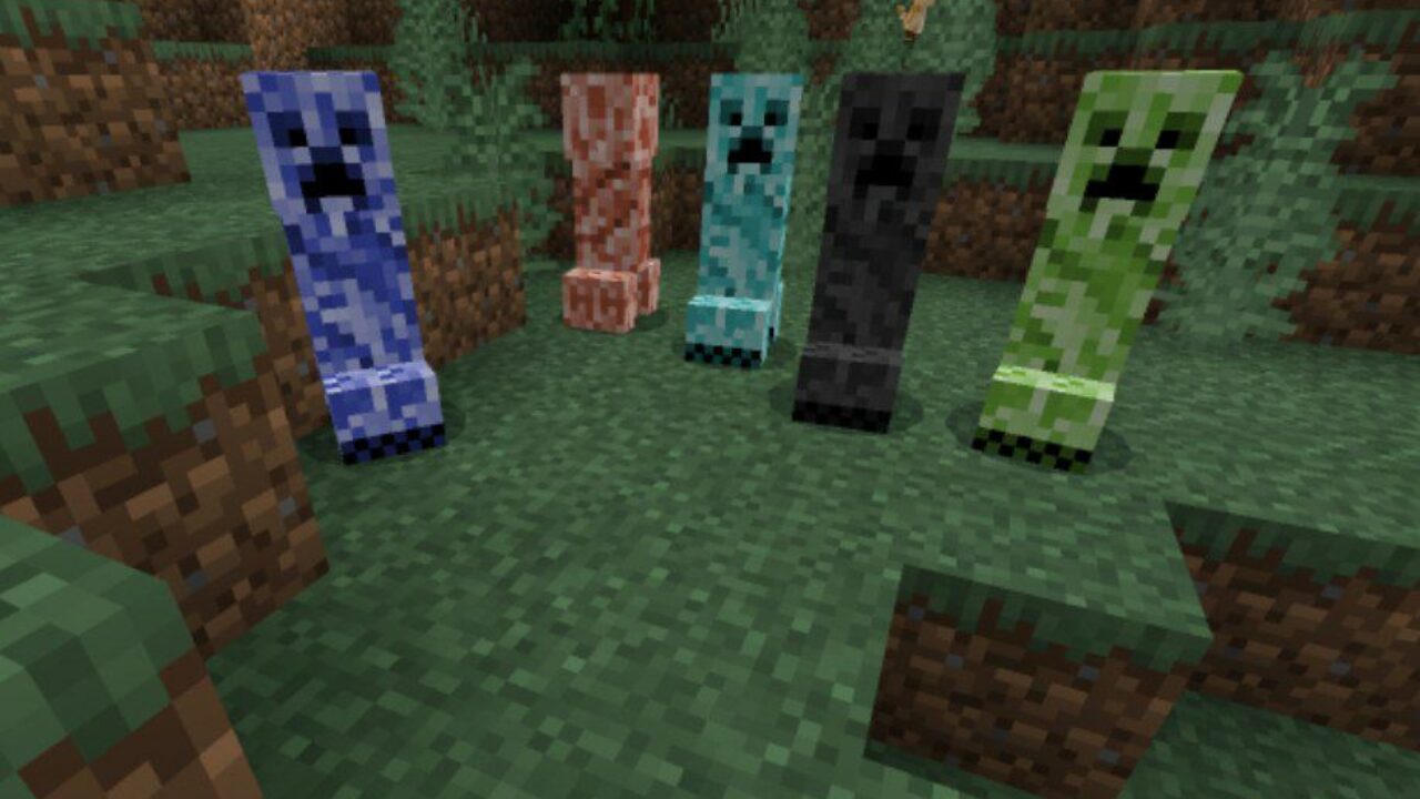 Colored Creepers from Creeper Texture Pack for Minecraft PE