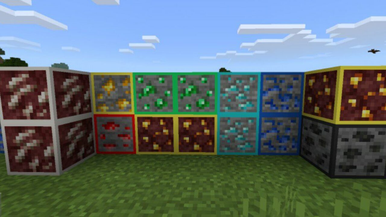 Different Blocks from New Ore Texture Pack for Minecraft PE