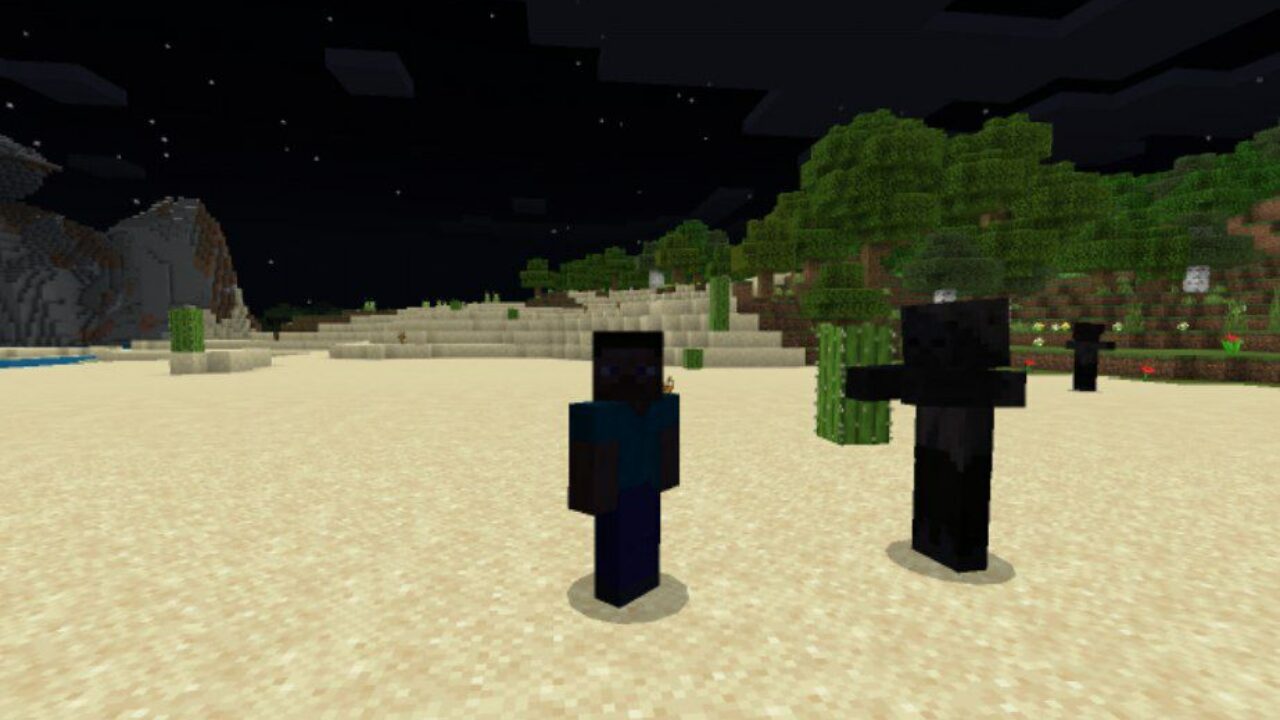 Steve and Mob from Night Vision Texture Pack for Minecraft PE