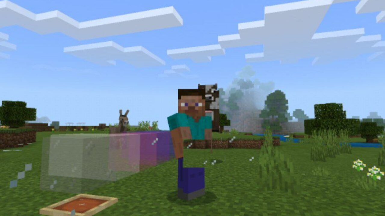 Steve and Glass from Glass Texture Pack for Minecraft PE