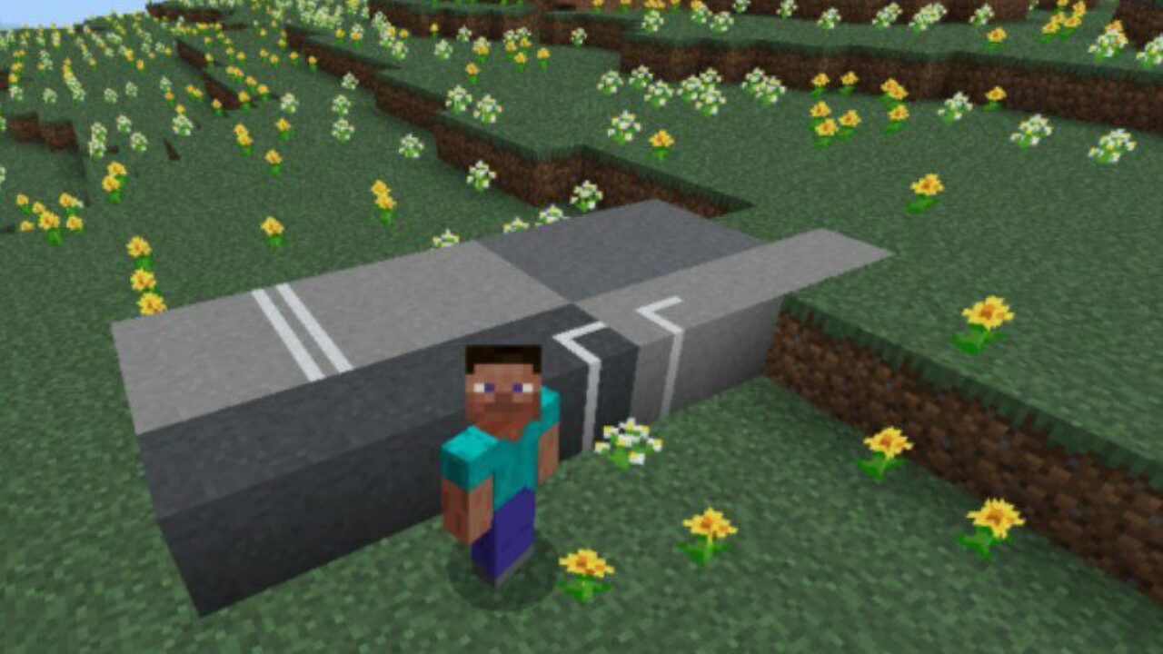 Steve and Blocks from Road Mod for Minecraft PE