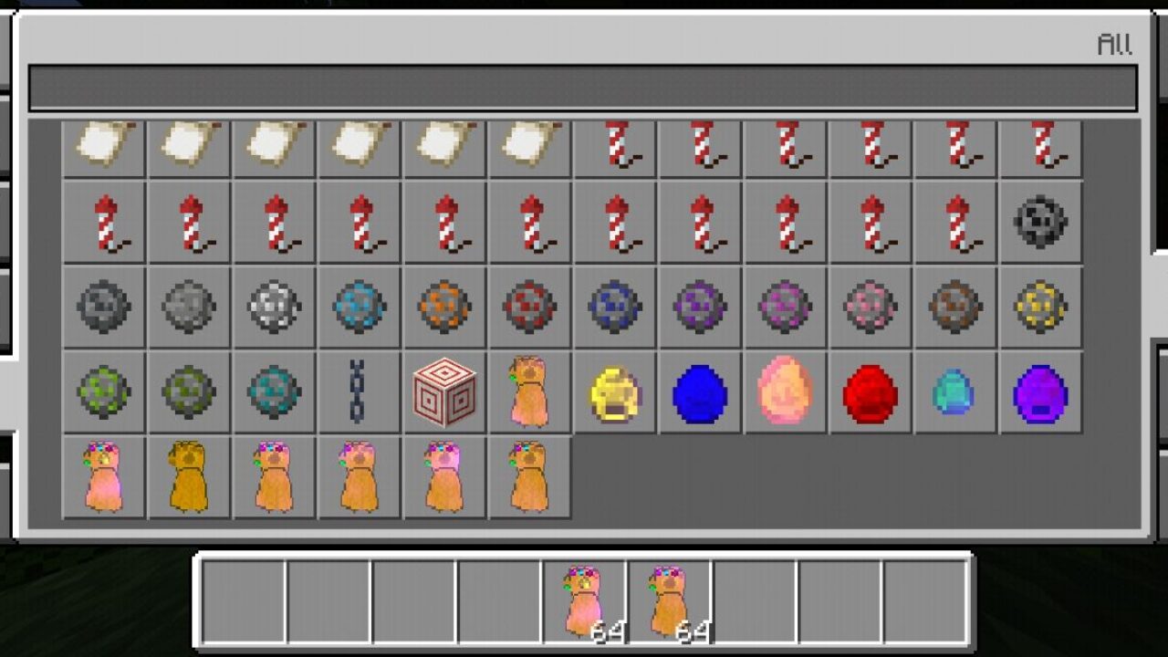 Inventory from Infinity Gauntlet Mod for Minecraft PE