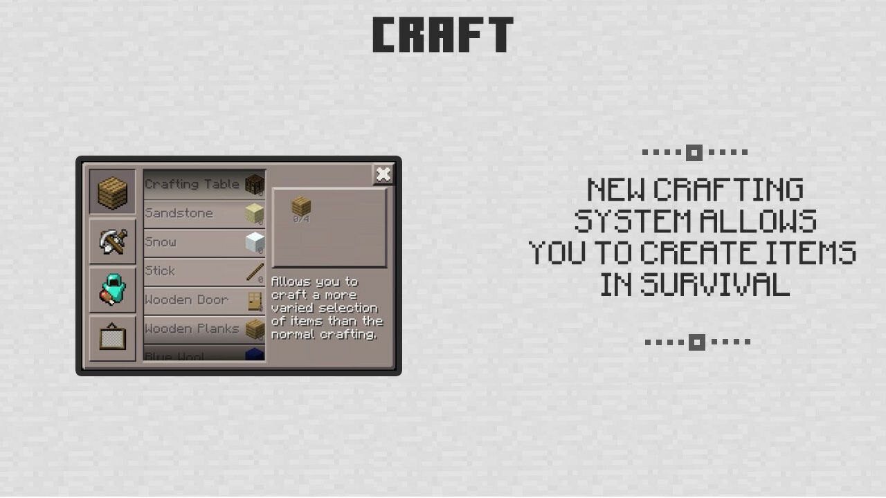 Craft from Minecraft PE 0.3