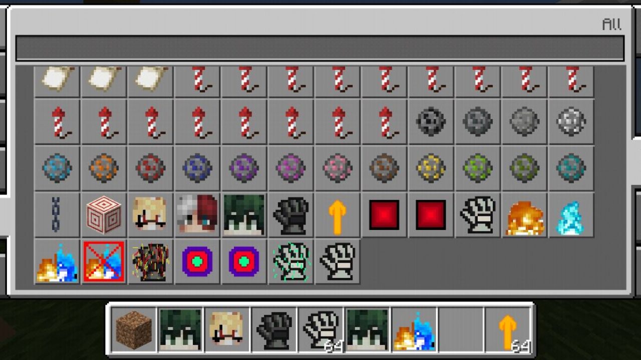 Inventory from My Hero Academia Mod for Minecraft PE