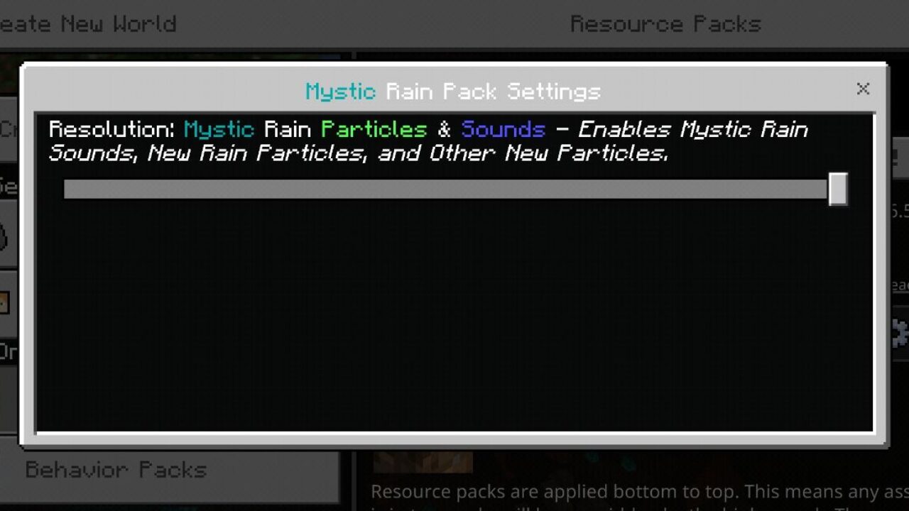 Settings from Rain Mod for Minecraft PE