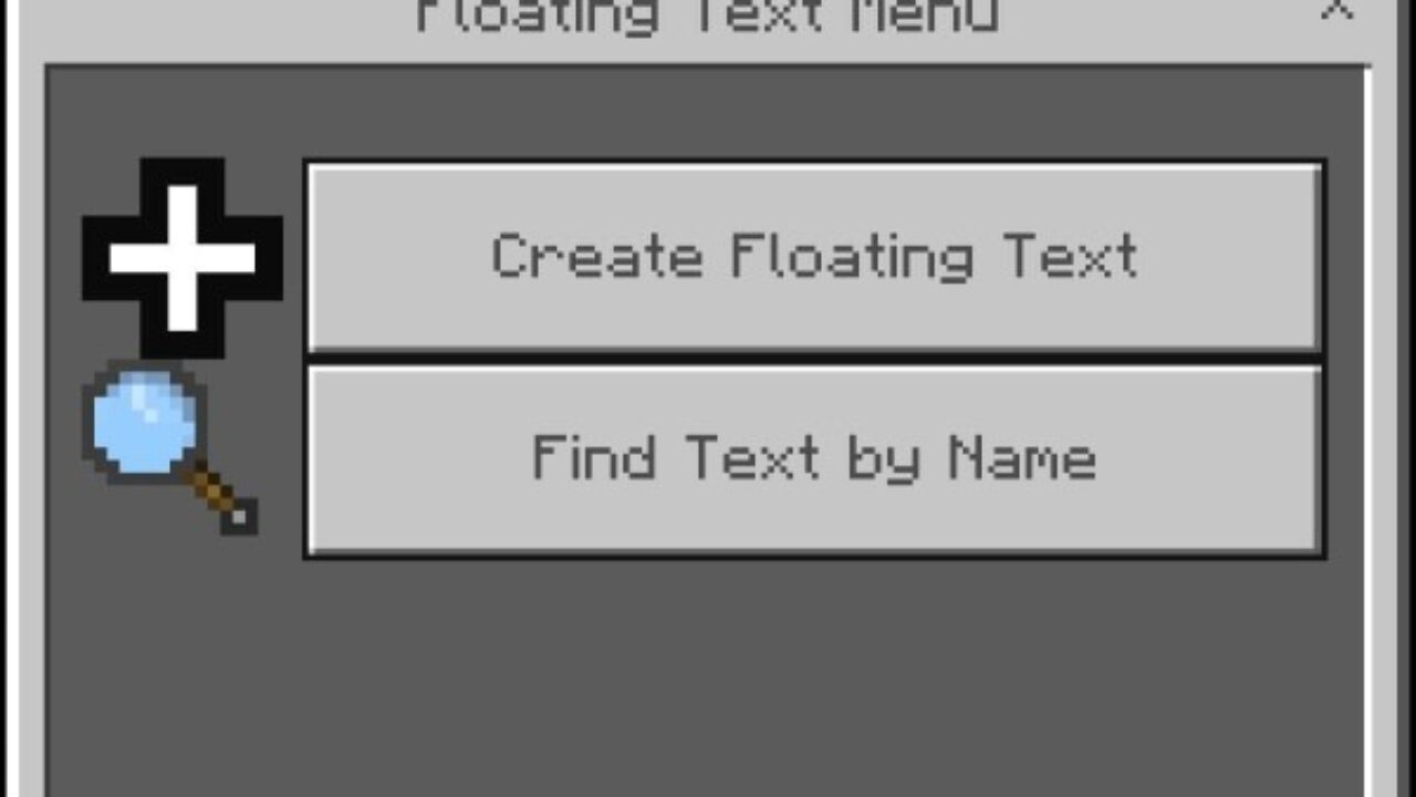 Menu from Floating Text Mod for Minecraft PE