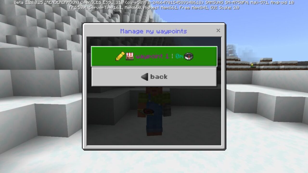 Menu from Waypoint Mod for Minecraft PE