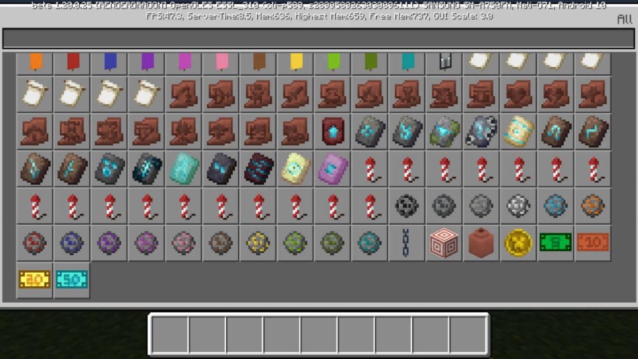 Inventory from Coins Mod for Minecraft PE