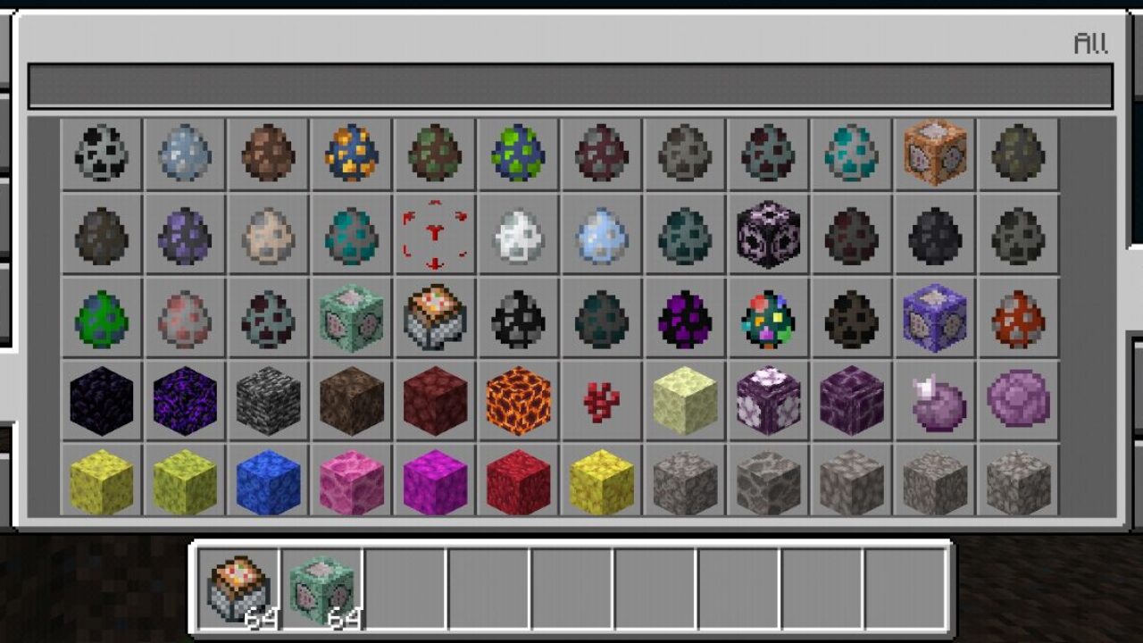 Inventory from Mob Eggs Mod for Minecraft PE