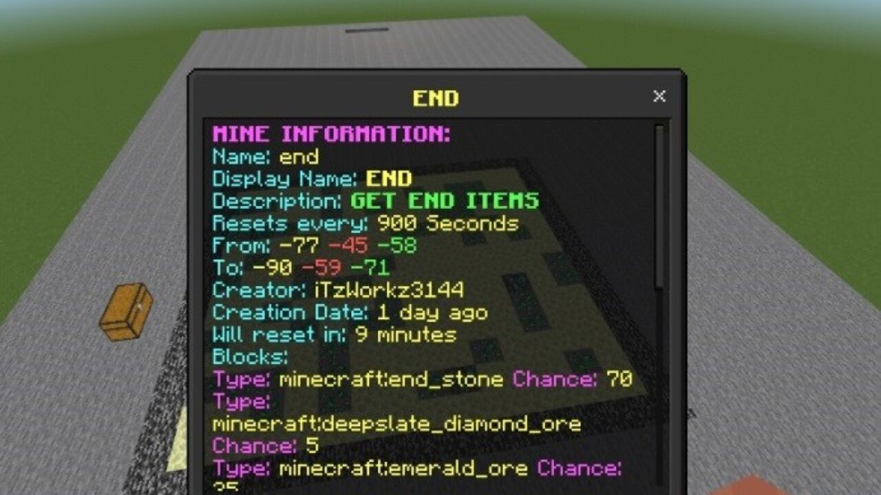 Settings from Mines Mod for Minecraft PE