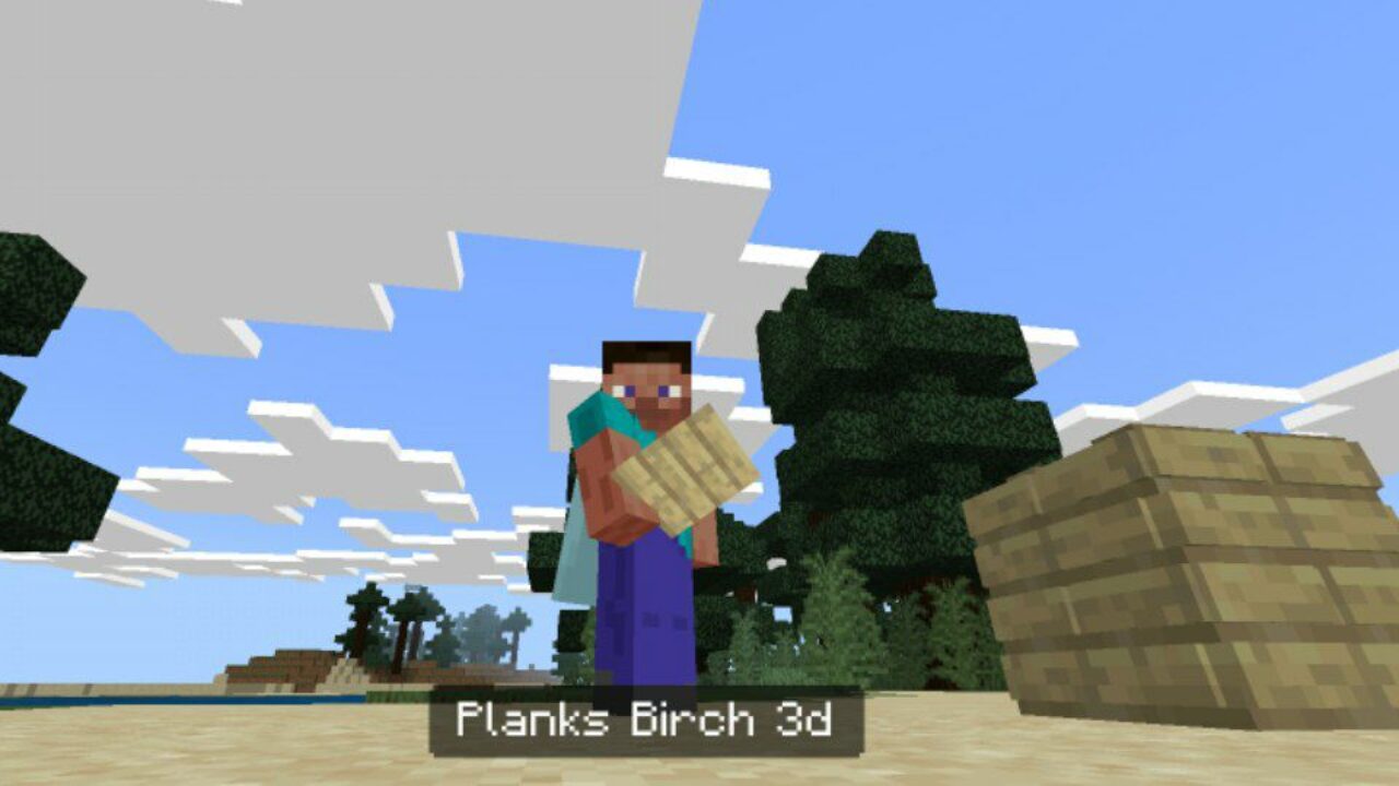 Birch Planks from 3D Blocks Mod for Minecraft PE