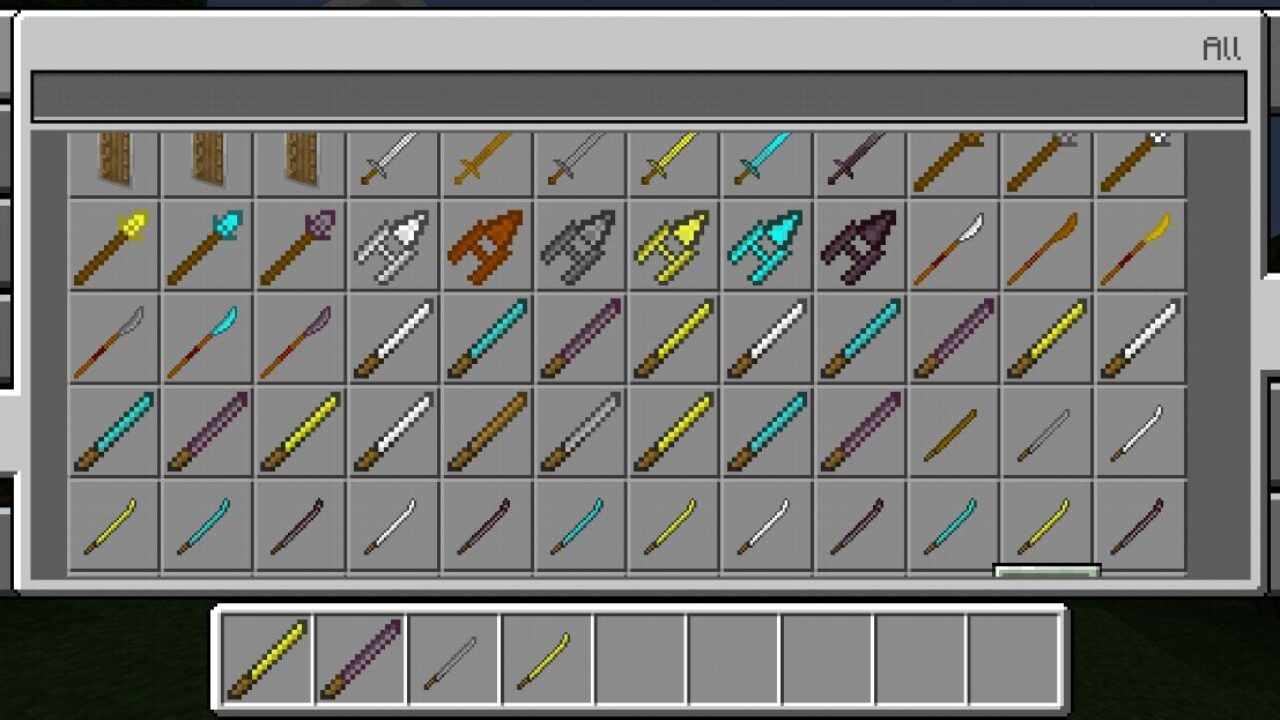 Inventory from Dual Wield Mod for Minecraft PE