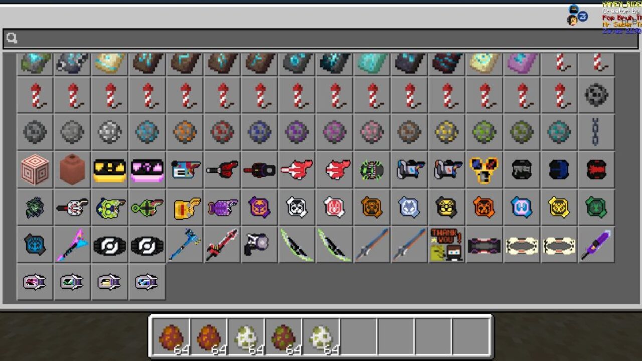 Inventory from Kamen Rider Geats Mod for Minecraft PE