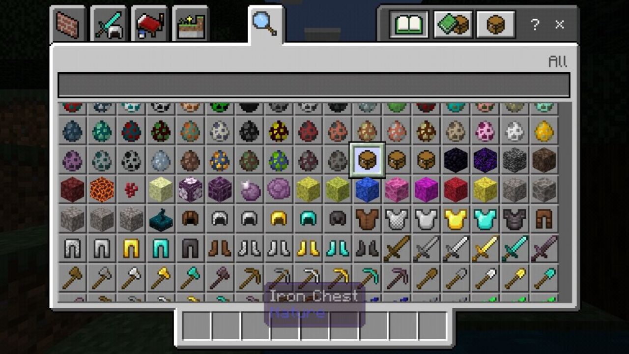 Inventory from Loot Chests Mod for Minecraft PE