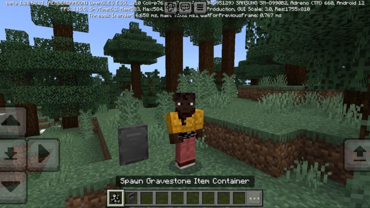 Death Coordinates from Gravestone Mod for Minecraft PE