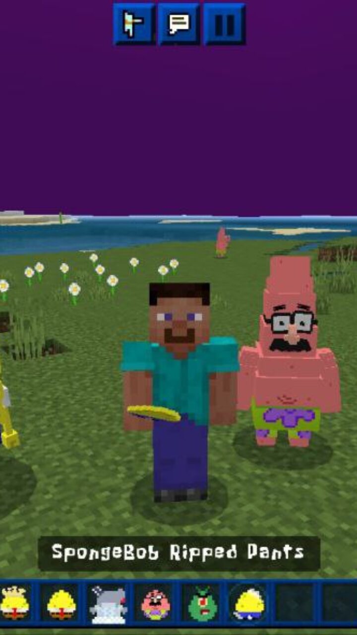 Characters from Sponge Bob Mod for Minecraft PE