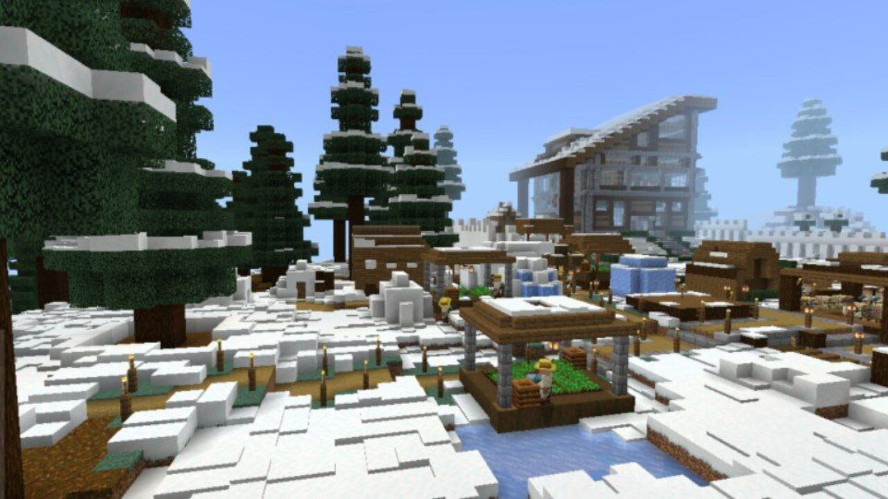Snowy Village Map for Minecraft PE