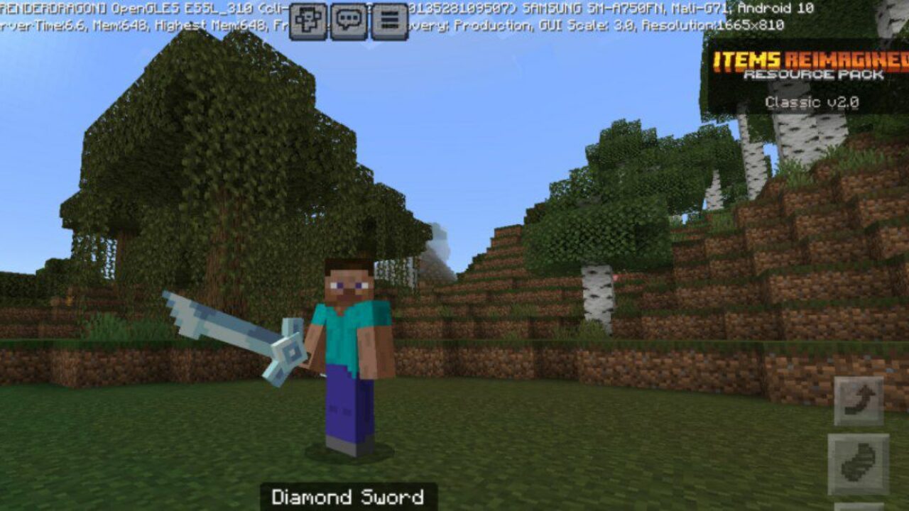 Diamond Sword from Items Reimagined Texture Pack for Minecraft PE
