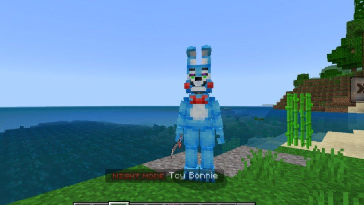 Toy Bonnie from FNAF Decorations Mod for Minecraft PE