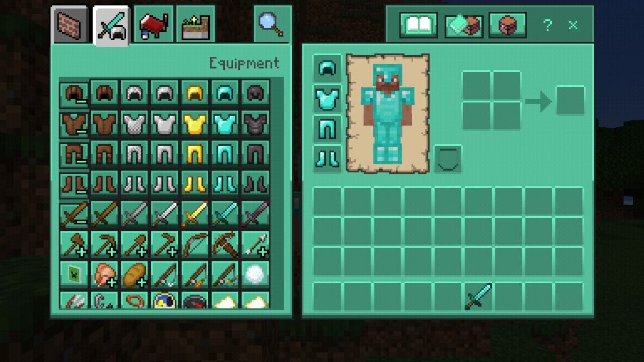 Armor from Emerald UI Texture Pack for Minecraft PE