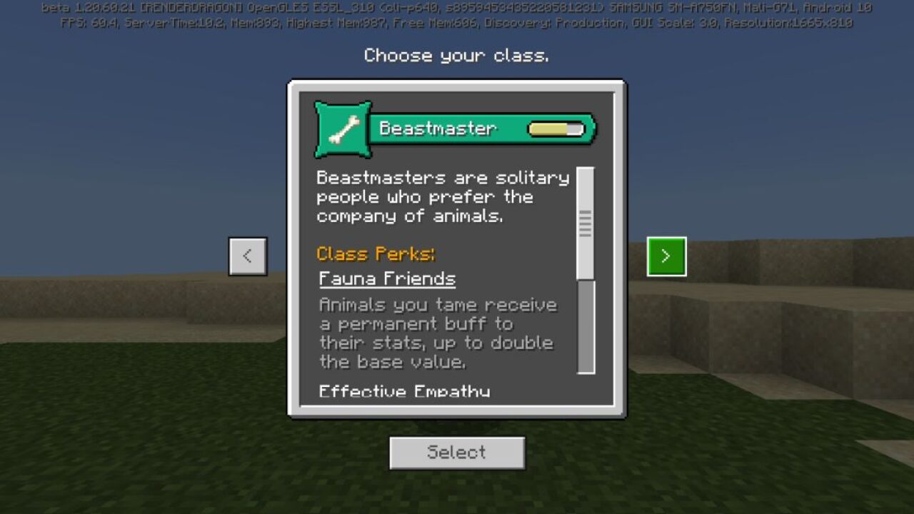 Beastmaster from Races Mod for Minecraft PE