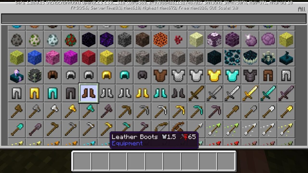 Boots from Item Description Mod for Minecraft PE