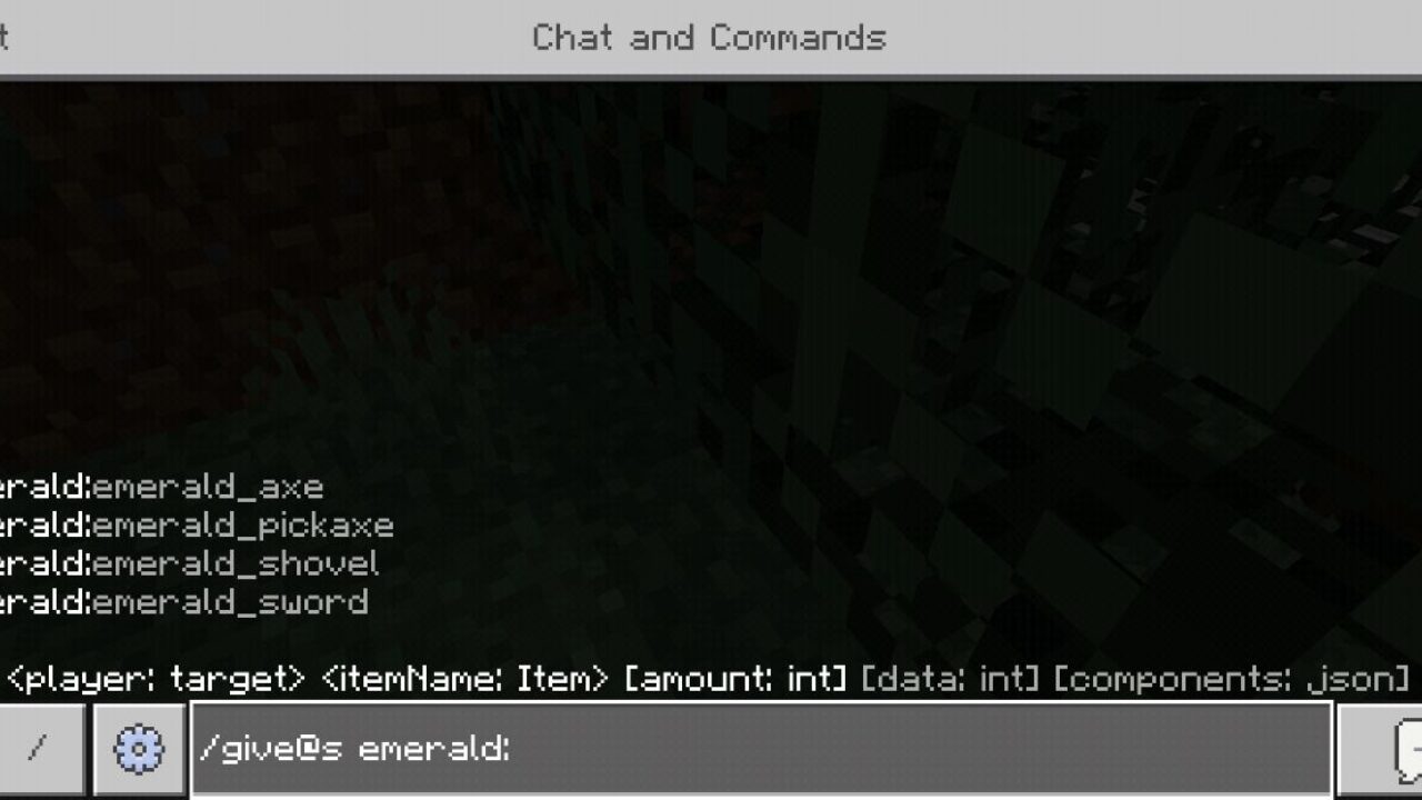 Command from Emerald Mod for Minecraft PE