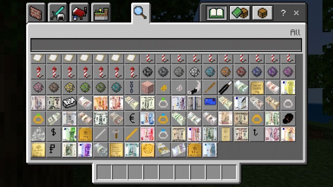 Inventory from Dollars Mod for Minecraft PE