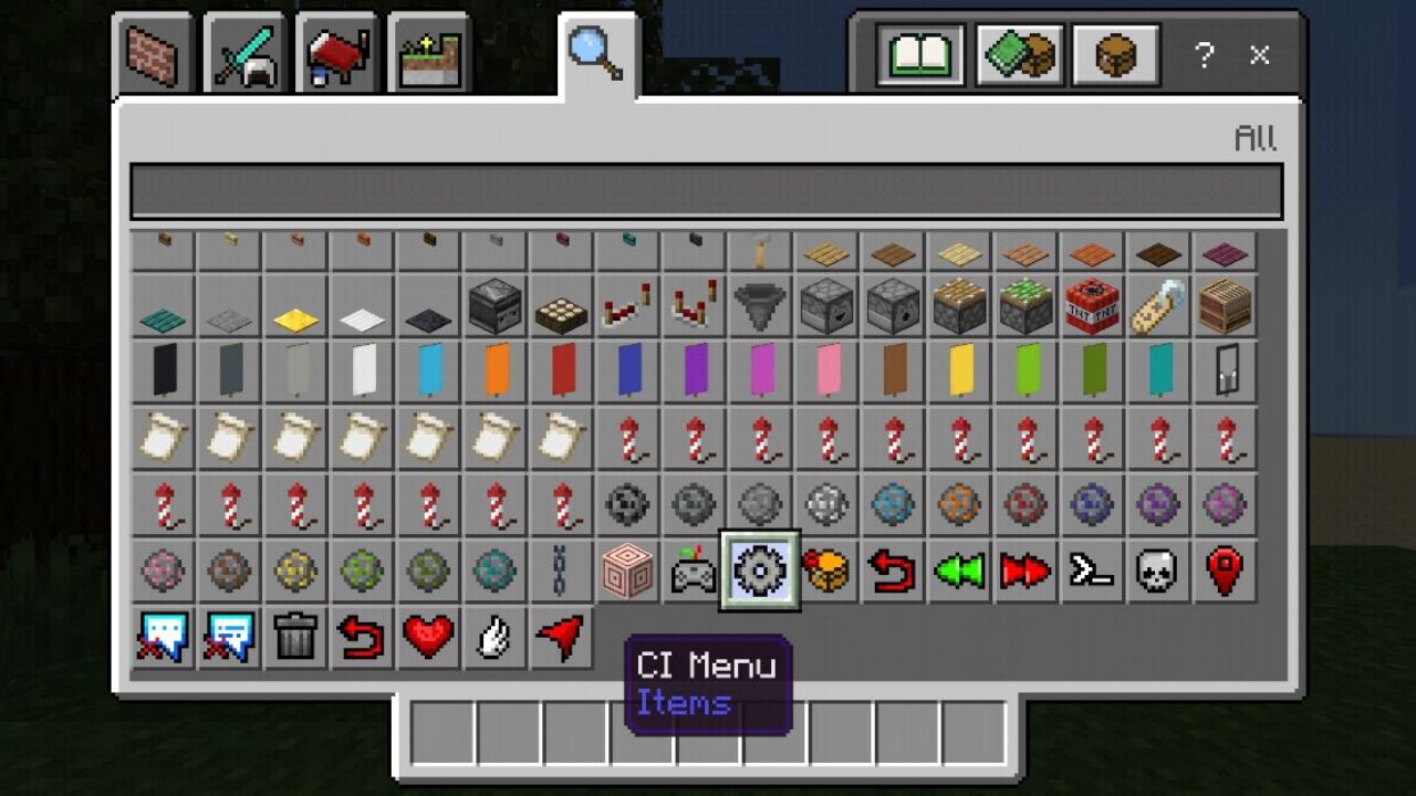 Inventory from Items Menu Mod for Minecraft PE