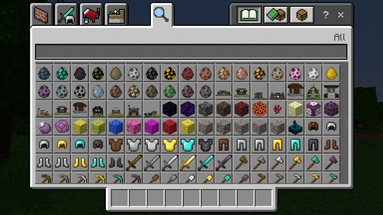 Inventory from One Click House Mod for Minecraft PE