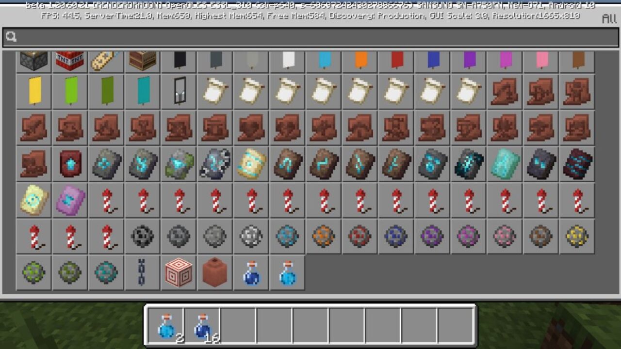 Inventory from Realistic Survival Mod for Minecraft PE