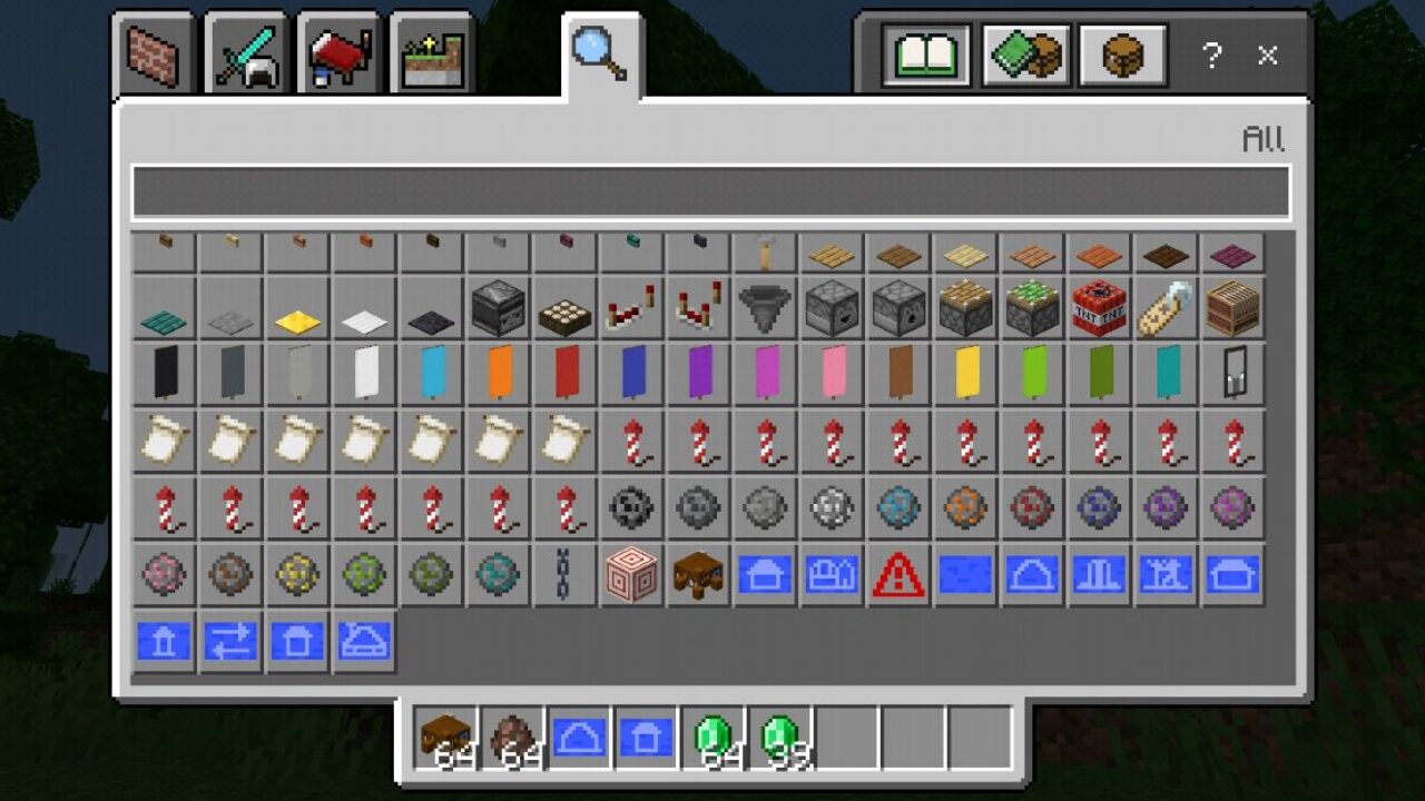 Inventory from Villager Build House Mod for Minecraft PE