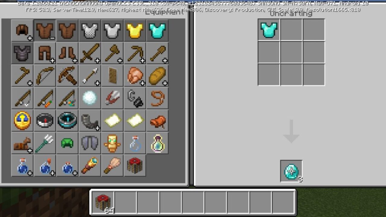 New Options from Uncrafting Table Mod for Minecraft PE