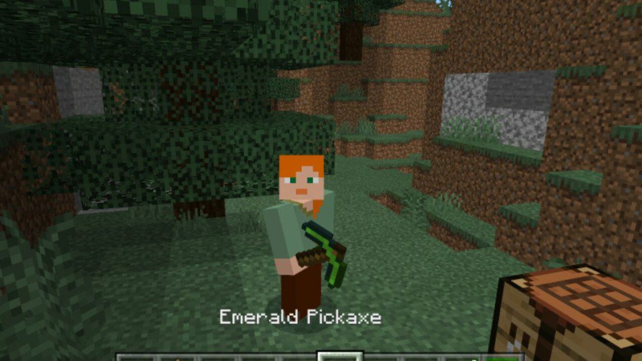 Pickaxe from Emerald Mod for Minecraft PE