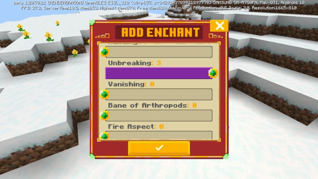 Settings from Improved Enchantments Mod for Minecraft PE