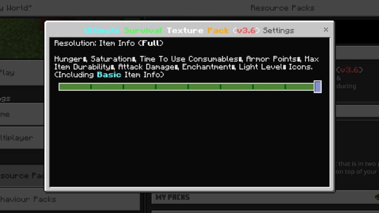 Settings from Ultimate Survival Texture Pack for Minecraft PE